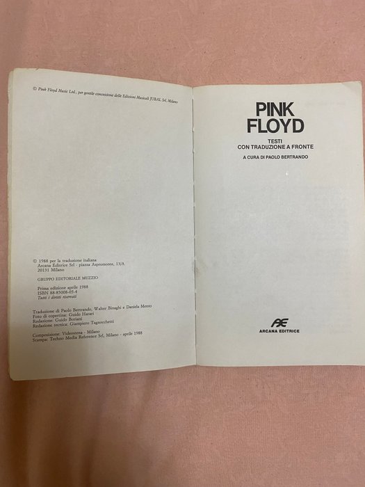 Pink Floyd - Concert ticket, Tekstbog med oversættelser - 1989