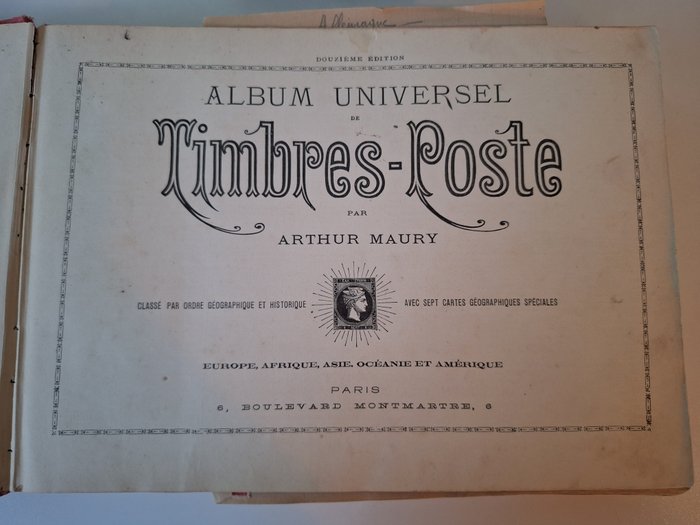 Verden 1840/1896 - Album universel af Timbres-Postes - Arthur Maury