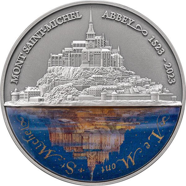 Niue. 5 Dollars 2023 Mont Saint-Michel Abbey 500th Anniversary 2 oz Antique finish (.999)