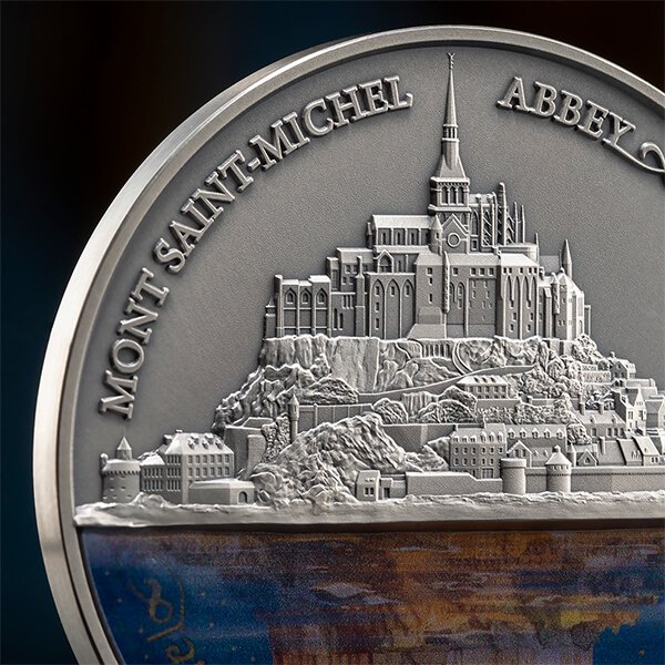 Niue. 5 Dollars 2023 Mont Saint-Michel Abbey 500th Anniversary 2 oz Antique finish (.999)