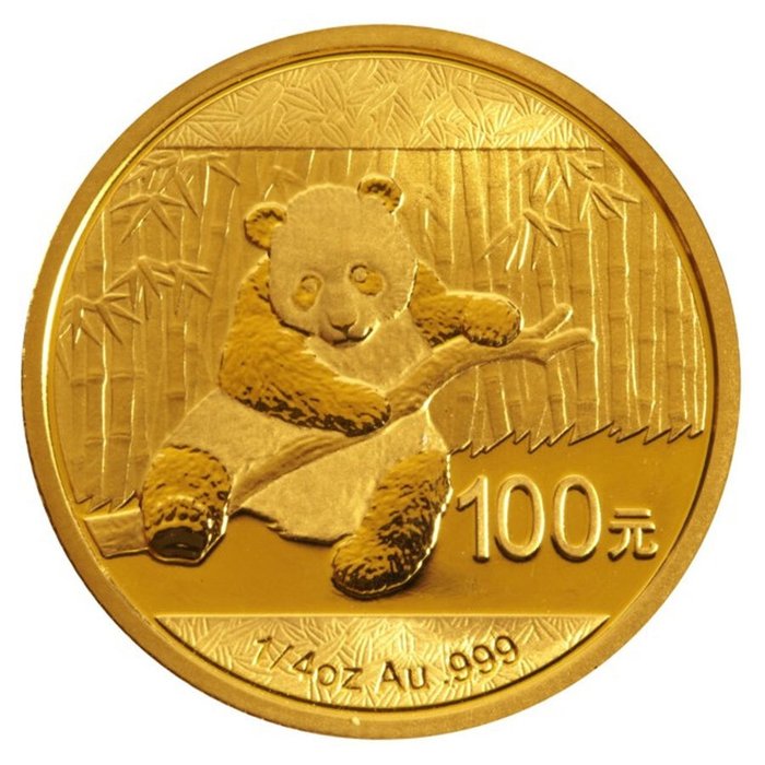 Kina. 2014 1/4 oz ¥100 CNY Chinese Gold Panda PCGS First Strike® MS-70