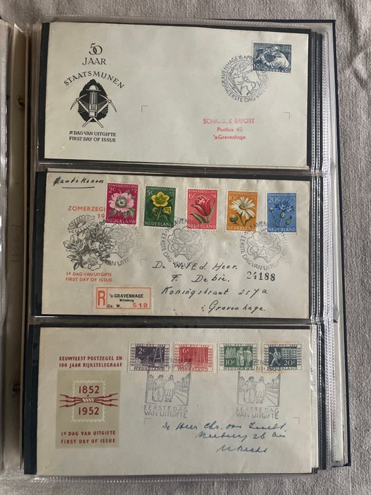 Holland 1958/1963 - Samling af FDC'er mellem NVPH E6 og E61 i Davo-album.