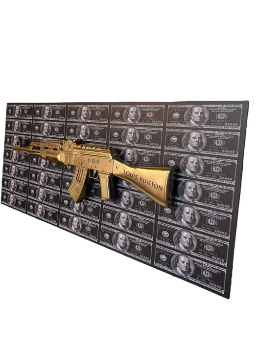 AmsterdamArts - 3D Louis Vuitton AK47 Gold wall art