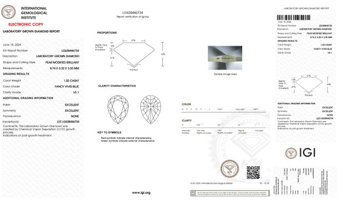 Øreringe - 18 kraat Hvidguld -  2.38ct. tw. Blå Diamant (Laboratoriedyrket diamant i fancy farver) - Diamant - Fancy Vivid Blue - VS1