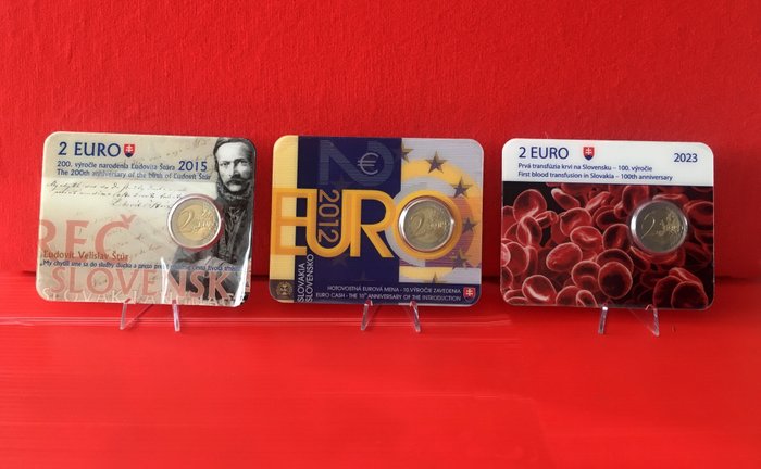 Slovakiet. 2 Euro 2012/2023 (3 coincards)  (Ingen mindstepris)