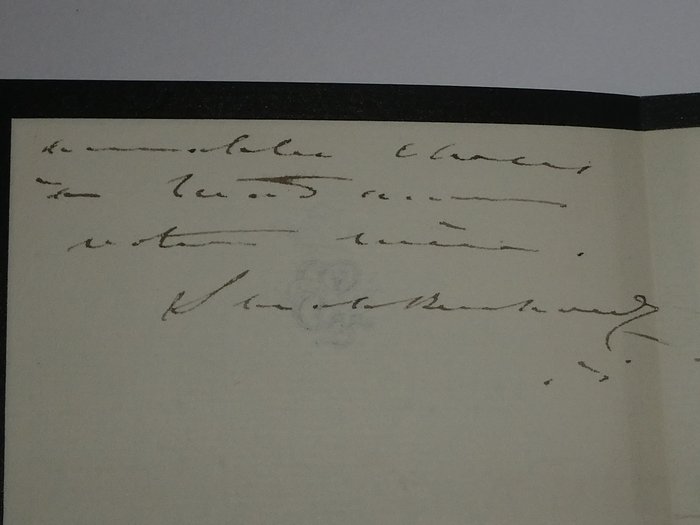 Sarah Bernhardt - Belle lettre autographe signée 2 pages avec son en-tête et sa devise : "quand même" - 1890