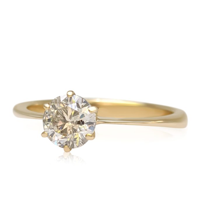 Ring - 14 karat Gulguld -  0.70ct. tw. Grå Diamant (Naturfarvet) - IGI