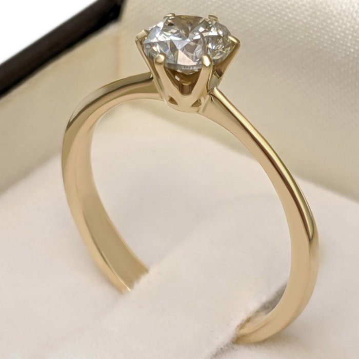 Ring - 14 karat Gulguld -  0.70ct. tw. Grå Diamant (Naturfarvet) - IGI