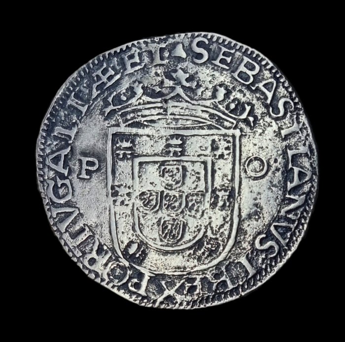 Portugal D Sebastião I (1557-1578) Tostão (100 Reais) - P O - Porto - 1º Tipo - PORTVGALIÆ ET - Rara