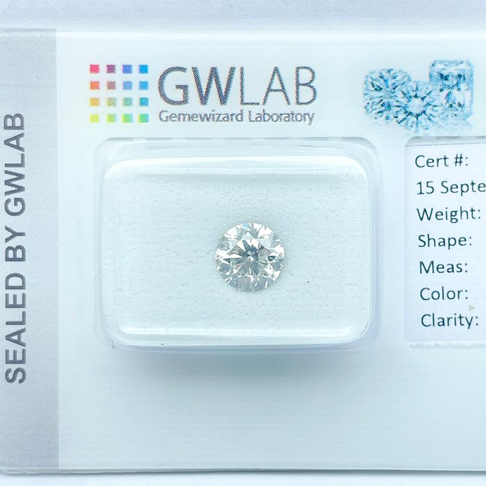 Ingen mindstepris - 1 pcs Diamant  (Natur)  - 1.02 ct - Rund - H - SI2 - Gemewizard Gemological Laboratory (GWLab)