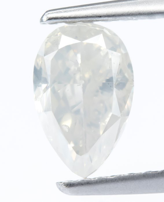 Ingen mindstepris - 1 pcs Diamant  (Naturfarvet)  - 1.00 ct - Pære - Light Gullig Grå - I2 - Gem Report Antwerp (GRA)