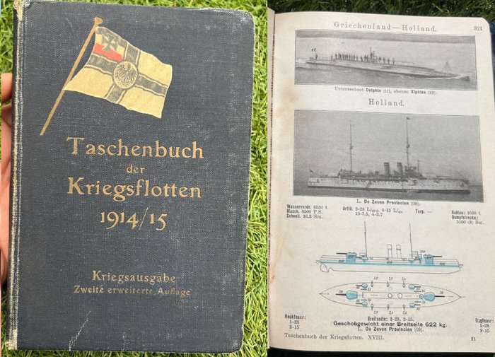 Germany - Kaiserliche Marine WW1 Ship Recognition Manual 'Taschenbuch Kriegsflotten' - Submarines - Destroyers - Netherlands - England - Germany - USA - Russia - France - 1914/1915