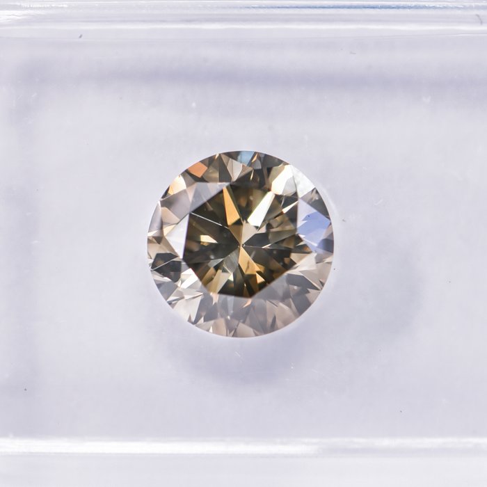 Ingen mindstepris - 1 pcs Diamant  (Naturfarvet)  - 1.29 ct - Rund - Fancy deep Brunlig, Grå Gul - SI1 - International Gemological Institute (IGI)