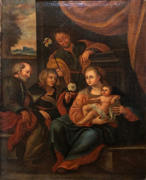 École du Nord de l'Italie (XVII) - La Sainte Famille avec Sainte Isabelle et Saint Zacarie