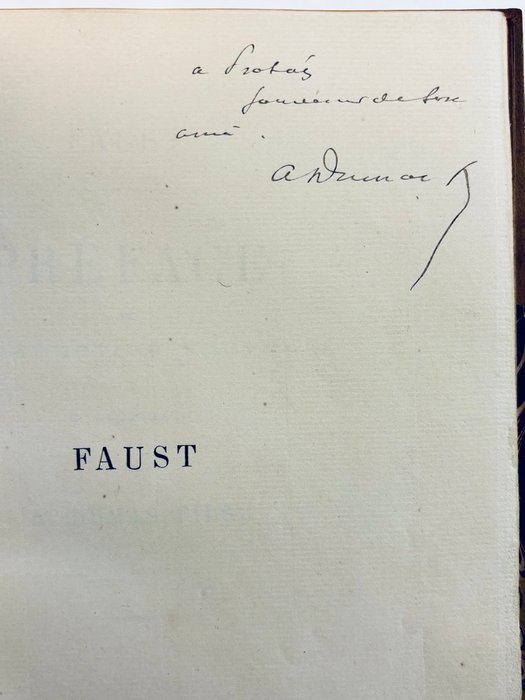 Signé; Alexandre Dumas fils, - Faust [De Goethe.] Préface de la traduction nouvelle. [reliure de Pagnant] - 1873