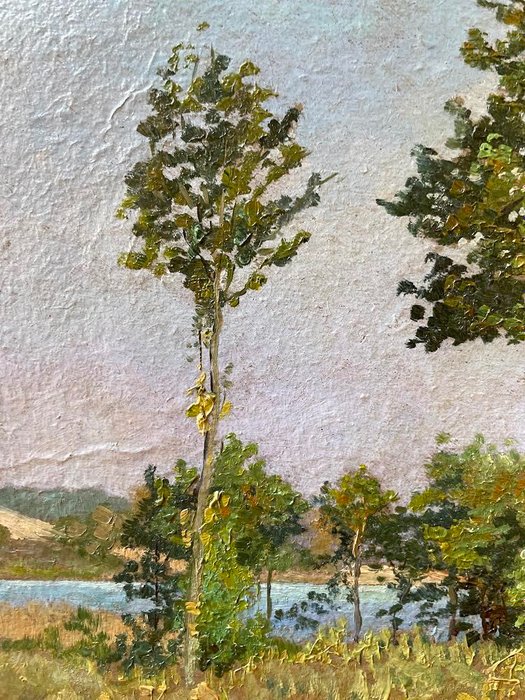 French Impressionist School (XX) - Landscape with trees by the river