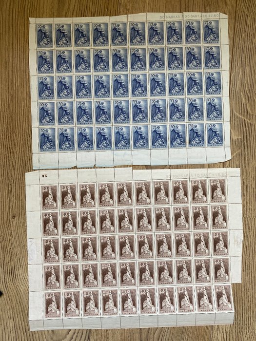 Letland 1937/1937 - Letland Michel nrs246-252 i ark á 50 stk - Michel 246-252