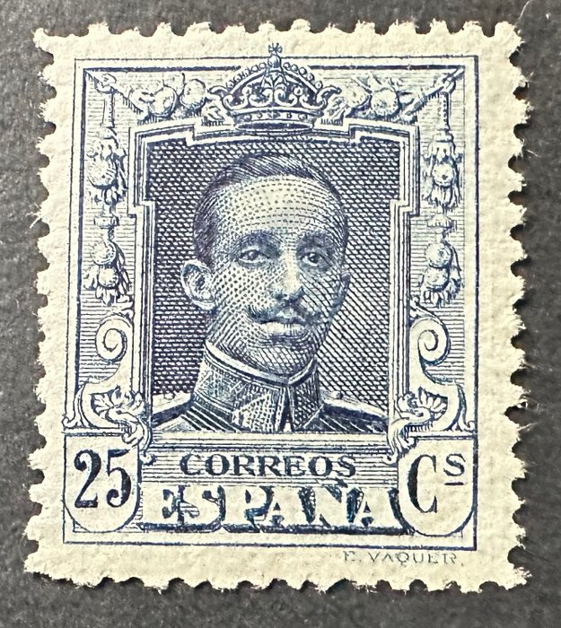 Spanien 1922 - Alfonso XIII Vaquer type. 25 c. blå type I. Ikke udstedt - Edifil NE 23*