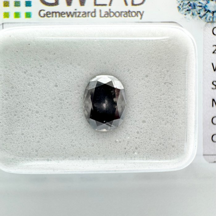 Ingen mindstepris - 1 pcs Diamant  (Naturfarvet)  - 0.77 ct - Oval - Fancy deep Grå - I1 - Gemewizard Gemological Laboratory (GWLab)