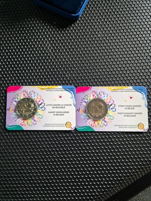 Belgien. 2 Euro 2024 "Fight Against Cancer" (3 monnaies) Proof + BU  (Ingen mindstepris)