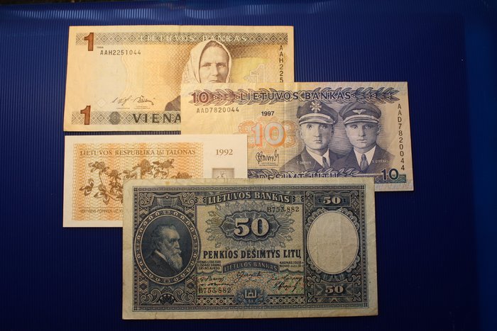 Litauen. - 4 banknotes including Pick 24 - various dates  (Ingen mindstepris)