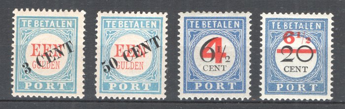 Holland 1906/1910 - Frimærker overtryk rød og sort - med certifikat - NVPH P27/P30