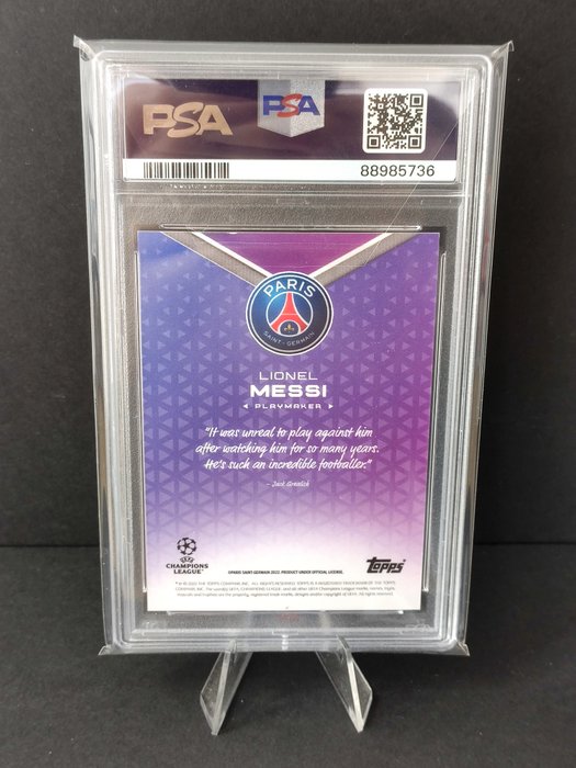 2022/23 Topps Grealish Platinum UEFA Lionel Messi Playmaker - Purple /49 PSA 9 - 1 Graded card