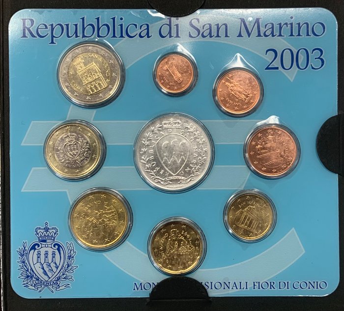 San Marino. Year Set (FDC) 2003 (incl. 5 Euro en argent)  (Ingen mindstepris)