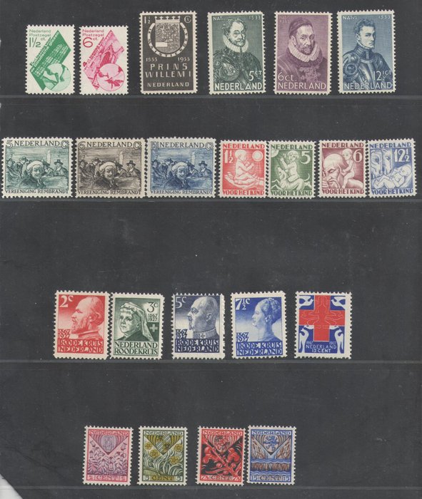 Holland 1927/1933 - Udvælgelse - NVPH 203/207, 208/211, 229/231, 232/235, 238/239, 252/255