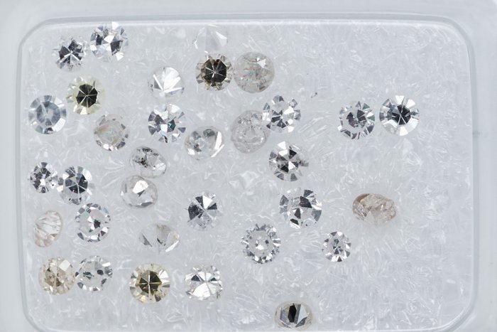 Ingen mindstepris - 33 pcs Diamant  (Natur)  - 107 ct - I3 VS1 - Gem Report Antwerp (GRA) - Rund enkelt snit