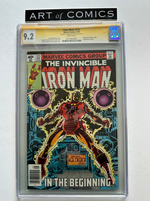 Iron Man #122 - Signed By Carmine Infantino  - Origin Of Iron Man Retold - Signature Series CGC Graded 9.2 - Very High Grade!!! - White Pages!! - 1 Signed graded comic - Første udgave - 1979