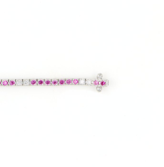 Ingen mindstepris - Armbånd - 18 kraat Hvidguld -  1.18ct. tw. Rubin - Diamant