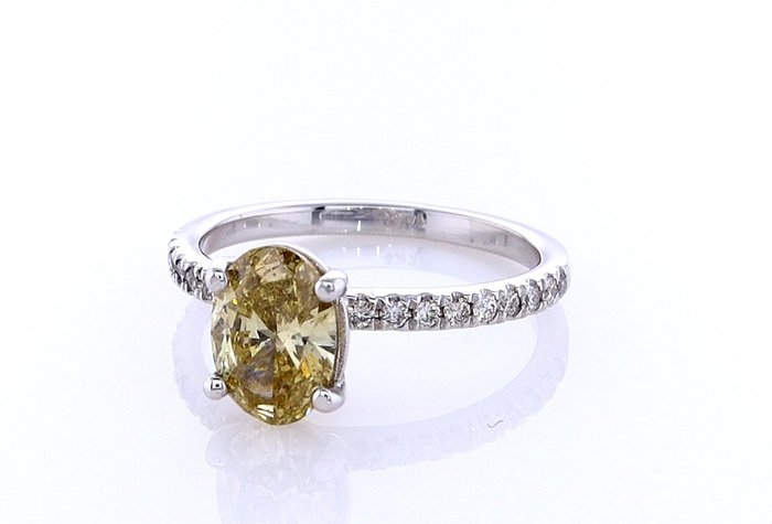 Ring - 14 karat Hvidguld -  0.98ct. tw. Diamant (Naturfarvet) - Diamant