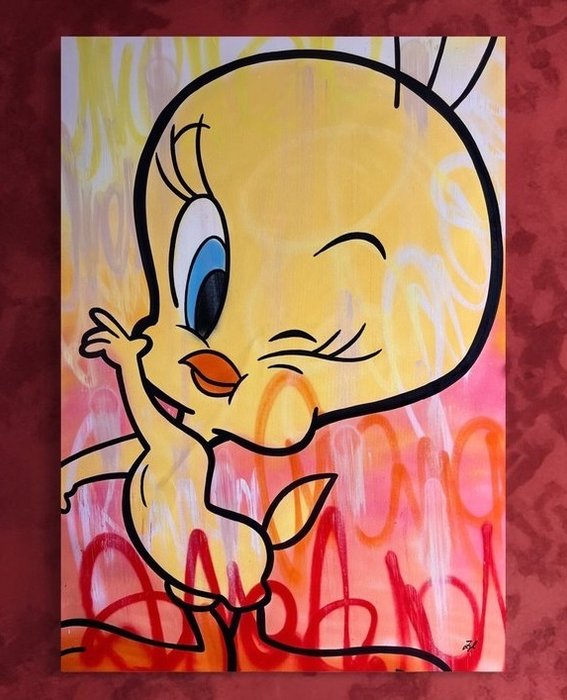 Gunnar Zyl (1988) - Tweety / Acryl on Canvas / 100x70cm / hand painted