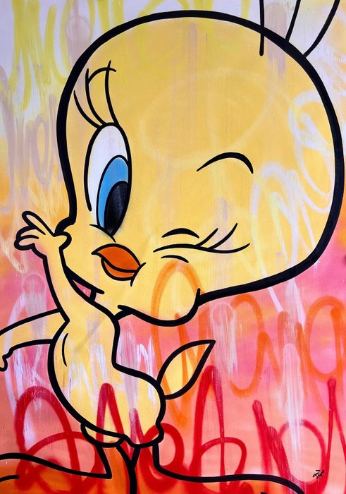 Gunnar Zyl (1988) - Tweety / Acryl on Canvas / 100x70cm / hand painted