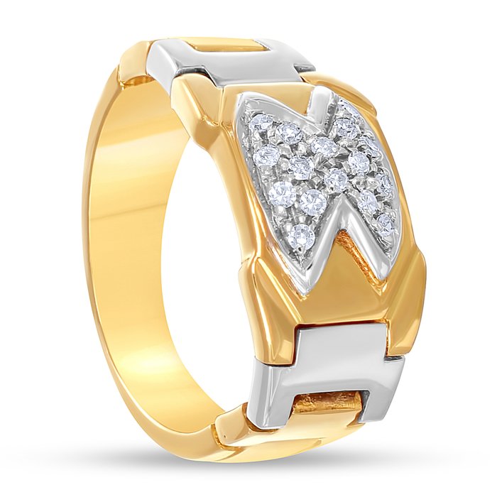 Ring - 18 kraat Gulguld Hvidguld -  016ct tw Diamant (Natur)