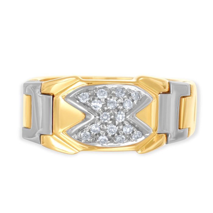 Ring - 18 kraat Gulguld Hvidguld -  016ct tw Diamant (Natur)