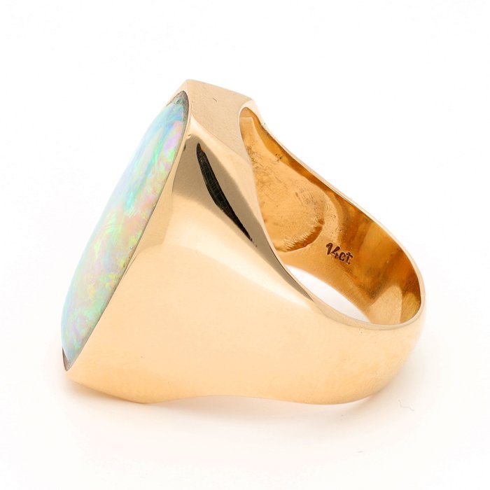 Ingen mindstepris - Ring - 14 karat Gulguld Diamant (Natur)  - Opal