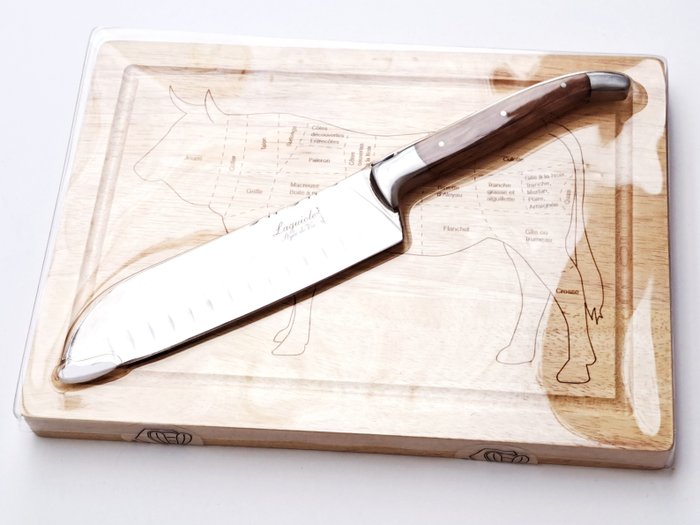 Laguiole - Santoku Knive - with cutting board - Olive Wood - Køkkenkniv - Rustfrit stål - Holland