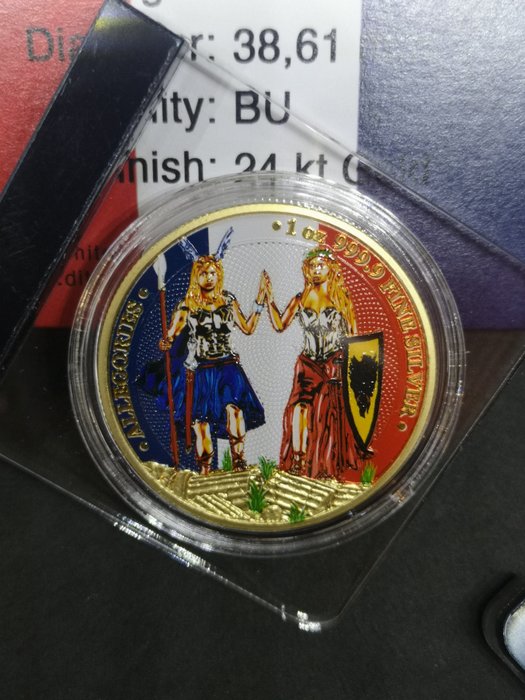 Tyskland. 5 Mark 2023 Allegories Galia Germania France Flag - 24k Gold Gilded, 1 Oz (.999)  (Ingen mindstepris)