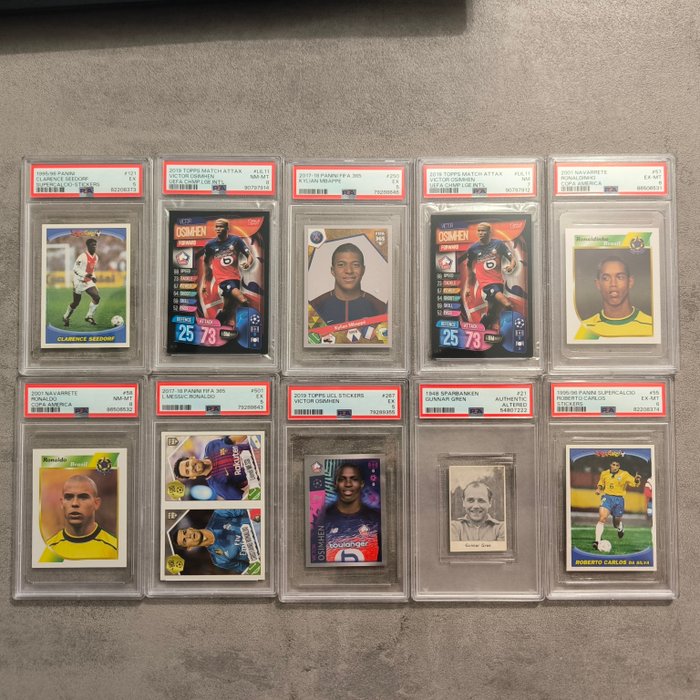 1948 to 2019 Panini, Topps, Navarrete - Ronaldo, Ronaldinho, Mbappé  others - PSA - 10 Graded card