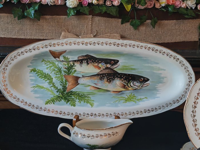 Digoin - Fiskserveringssæt (14) - fiskeservice - Porcelæn