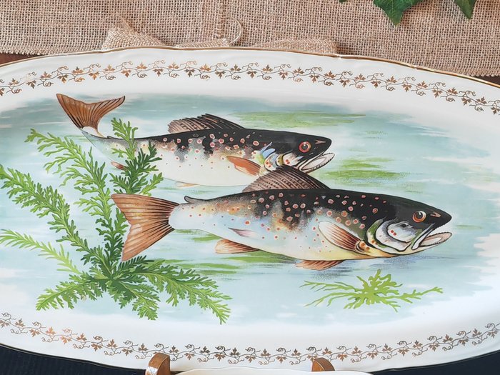 Digoin - Fiskserveringssæt (14) - fiskeservice - Porcelæn