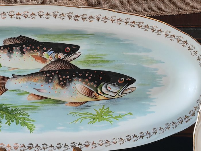 Digoin - Fiskserveringssæt (14) - fiskeservice - Porcelæn