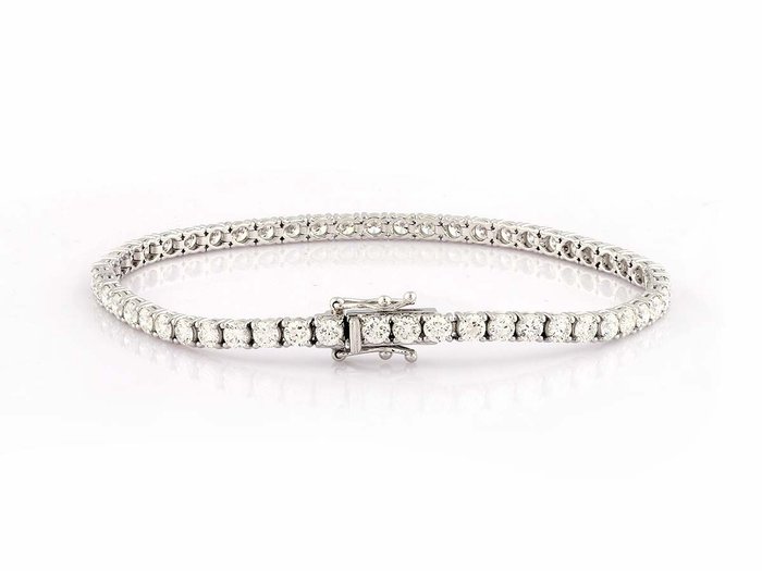 Armbånd - 18 kraat Hvidguld -  5.05ct. tw. Diamant (Laboratoriedyrket)