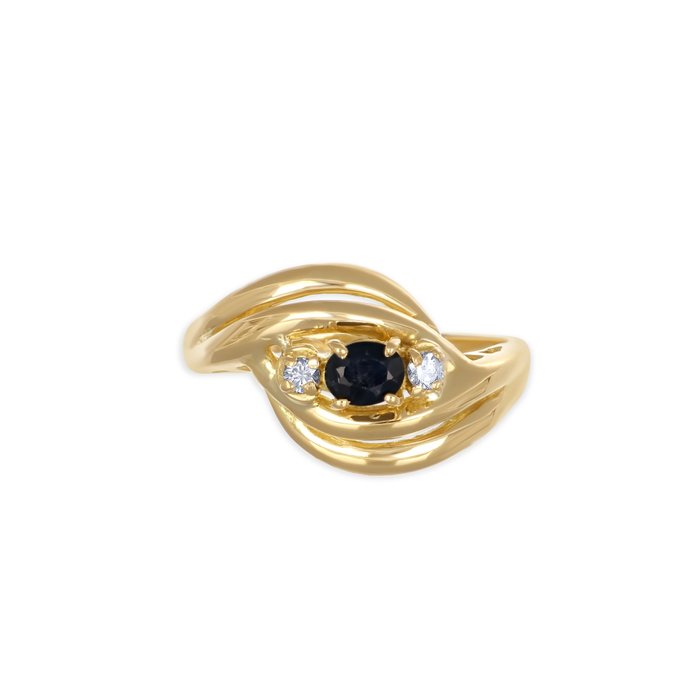 Ring - 18 kraat Gulguld -  0.51ct. tw. Safir - Diamant