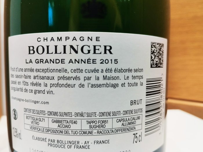 2015 Bollinger La Grande Année - Champagne - 6 Flasker (075 L)