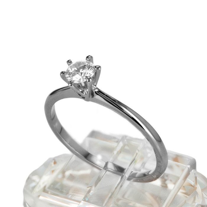 Forlovelsesring - 14 karat Hvidguld -  025ct tw Diamant (Natur)