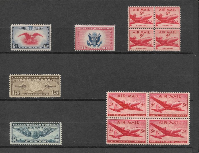 1926 - United States Air Mail - Mi US 301, C23c, 375, 450, i inne