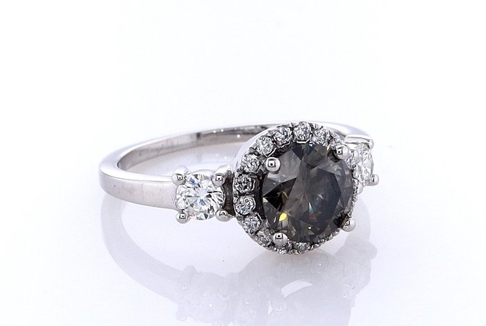 Ring - 14 karat Hvidguld -  150ct tw Diamant (Naturfarvet) - Diamant